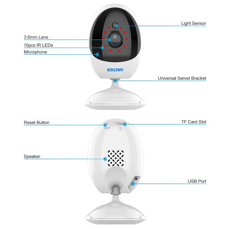 ESCAM QF006 3MP 1296P HD Indoor Wireless PTZ IP Camera IR Night Vision AI Humanoid Detection Home Security CCTV Monitor, AU Plug, UK Plug, EU Plug, US Plug ESCAM QF006 3MP 1296P HD Indoor Wireless PTZ IP Camera IR Night Vision AI Humanoid Detection Home Security CCTV Monitor, AU Plug, UK Plug, EU Plug, US Plug